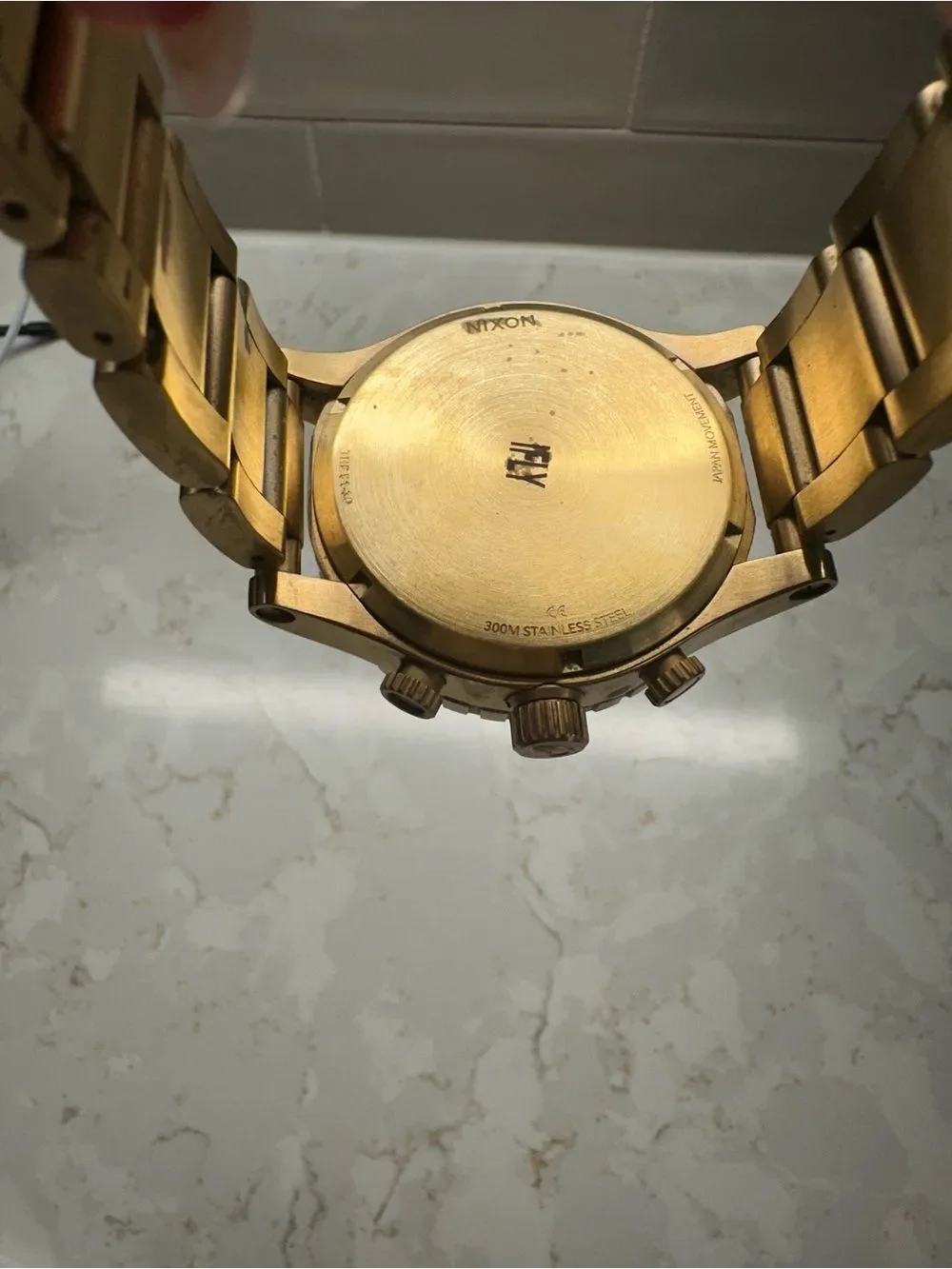 Nixon Gold-Tone Bracelet Watch with Blue Dial